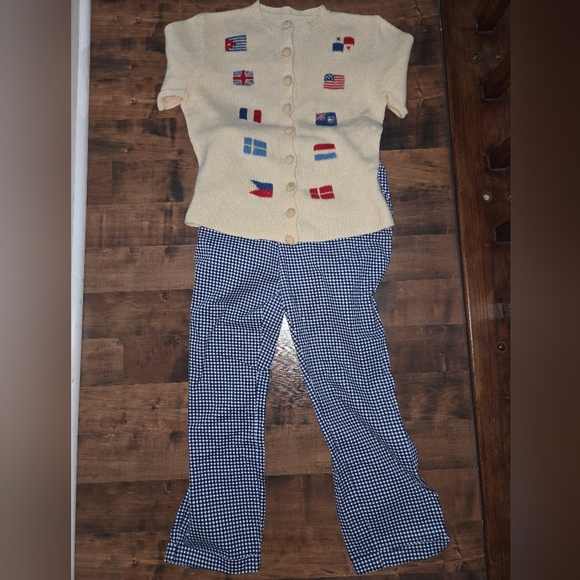 Tommy Hilfiger Gingham Navy & White Ankle Chino Pants - Size 14 - Picture 8 of 9